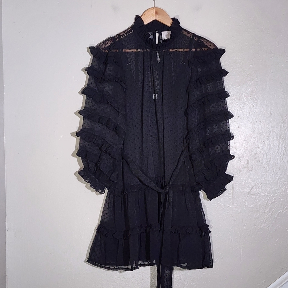Cleobella Black Ruffled Long Sleeve Dress - Picture 2 of 5